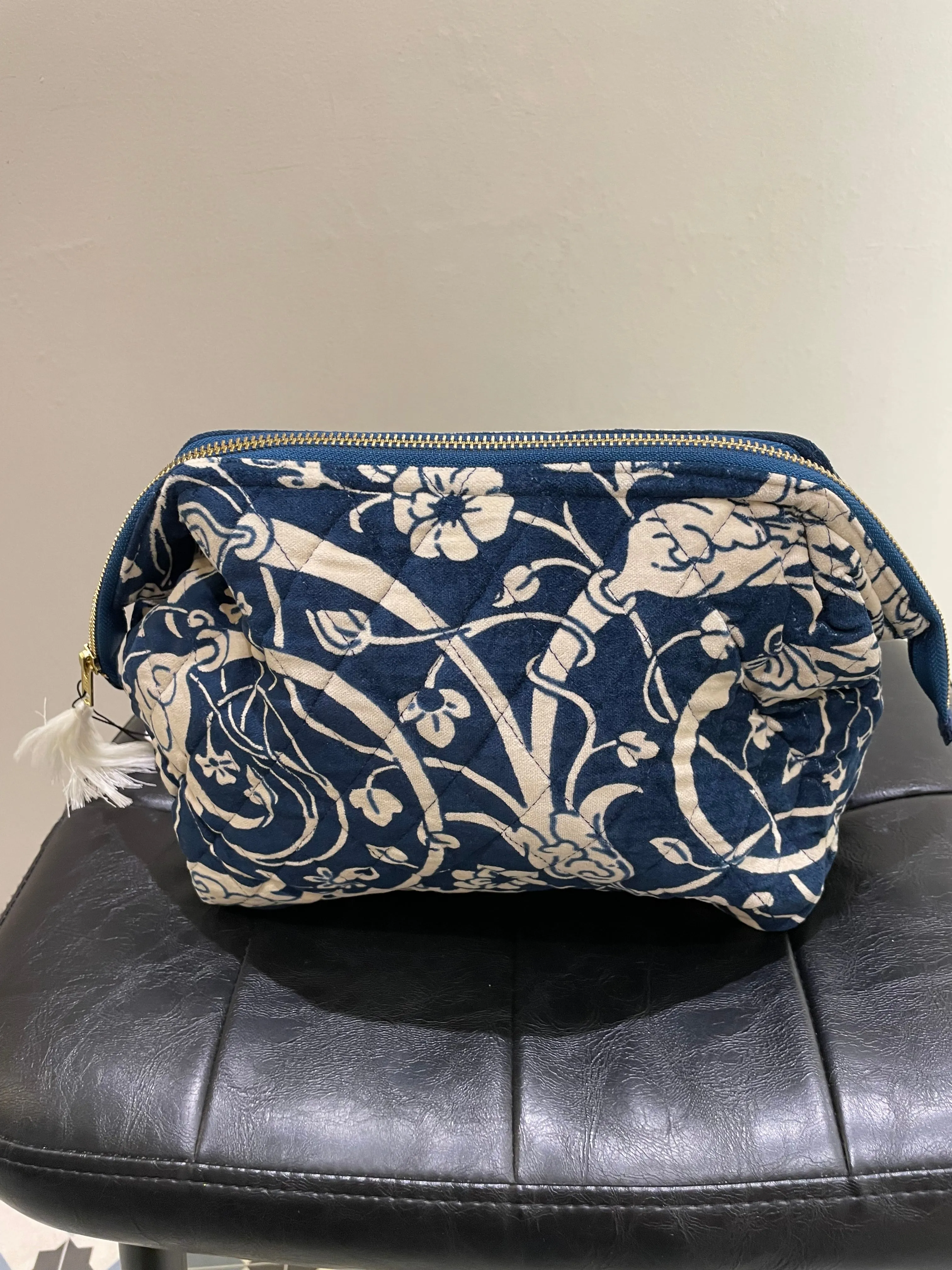 Velvet Pouch in - Jaipur Blue