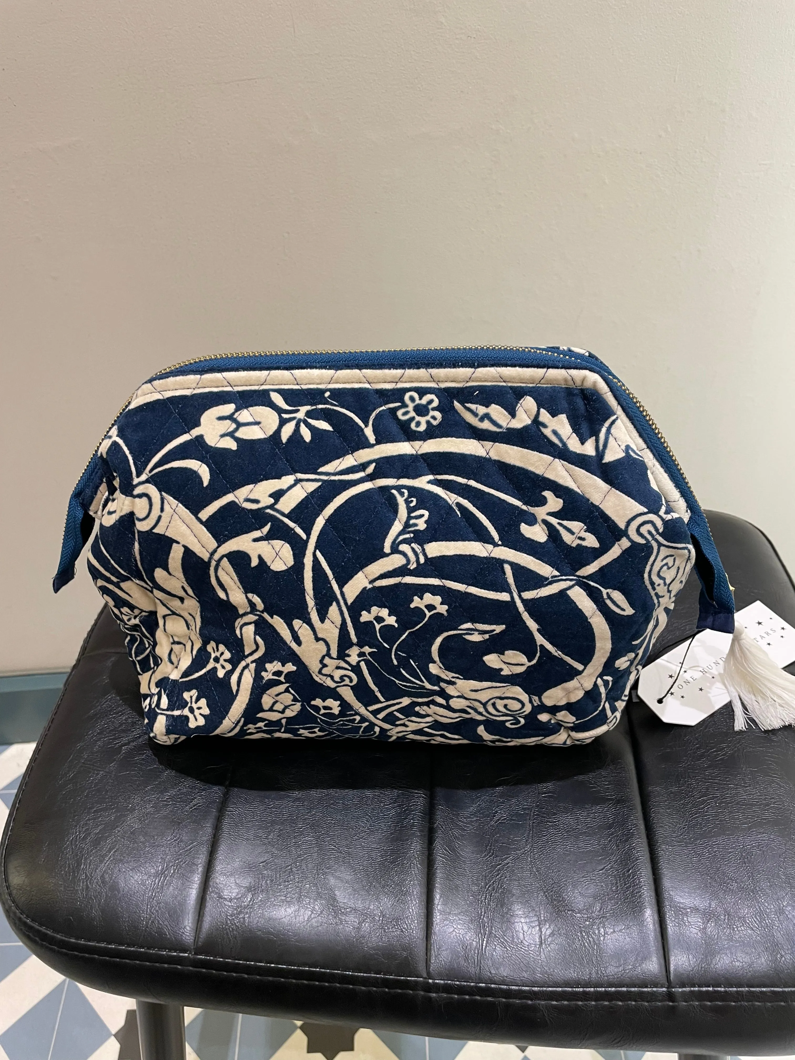 Velvet Pouch in - Jaipur Blue