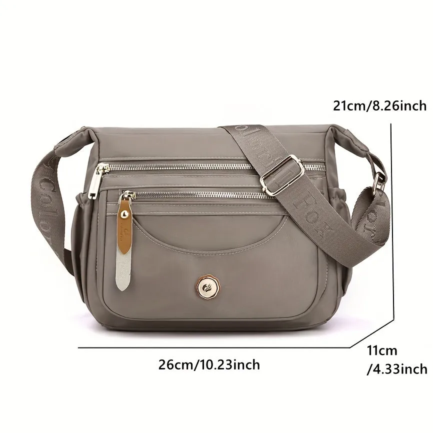 Versatile Solid Color Nylon Hobo Bag - Zipper Closure, Spacious Interior, Durable Polyester Lining, Stylish Shoulder Bag for Work and Daily Use - Womens Casual All-Match Messenger Bag