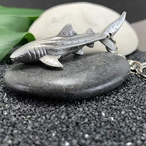 Whale Shark Keychain for Men and Women- Whale Shark Keychain Charm | Gifts for Shark Lovers | Realistic Antique Pewter Keyring | Whale Shark Key Fob | Sea Life Key Chain | Scuba Diving Gifts