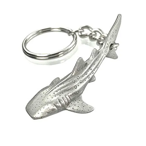 Whale Shark Keychain for Men and Women- Whale Shark Keychain Charm | Gifts for Shark Lovers | Realistic Antique Pewter Keyring | Whale Shark Key Fob | Sea Life Key Chain | Scuba Diving Gifts