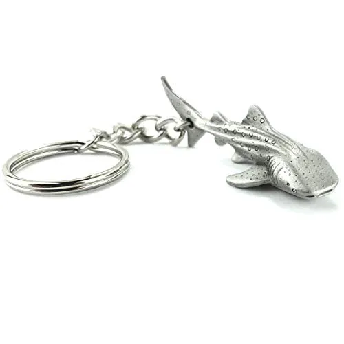 Whale Shark Keychain for Men and Women- Whale Shark Keychain Charm | Gifts for Shark Lovers | Realistic Antique Pewter Keyring | Whale Shark Key Fob | Sea Life Key Chain | Scuba Diving Gifts