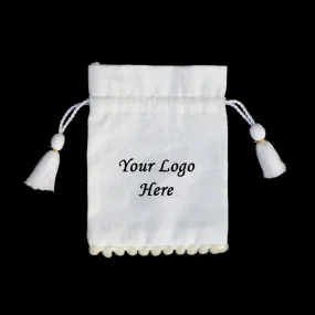 White Drawstring Cotton Pouches For Jewelry - CraftJaipur