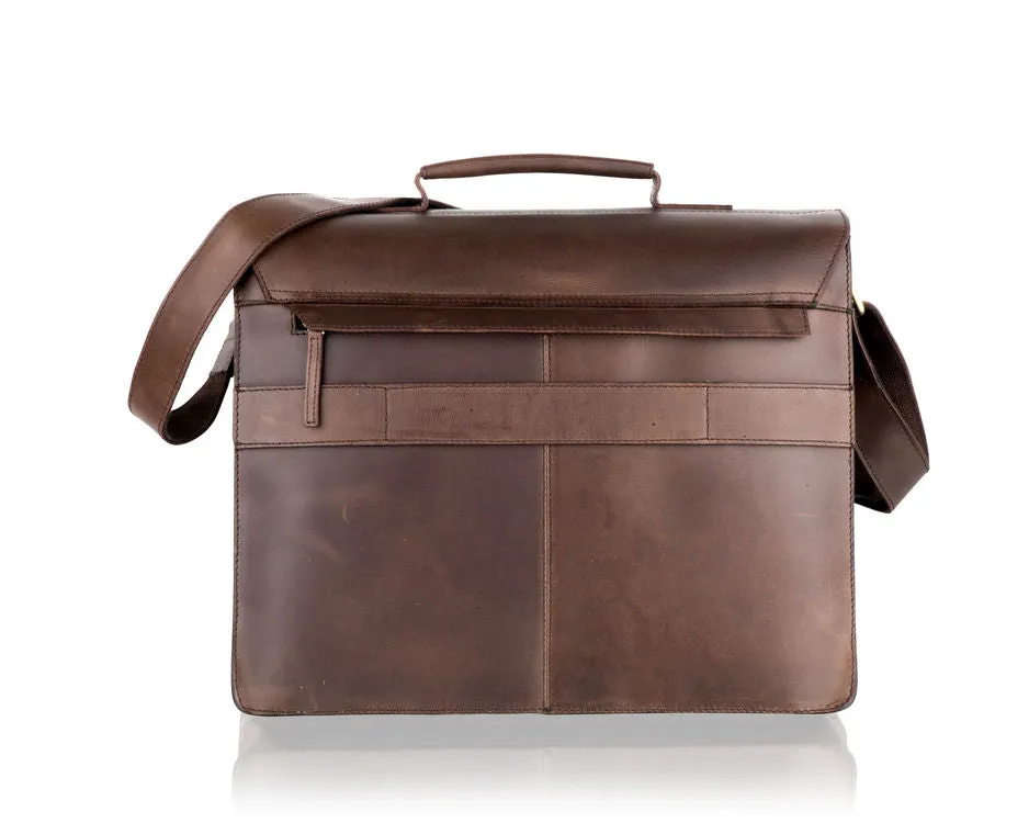 Woodland Leathers Brown Leather Double Pocket Briefcase