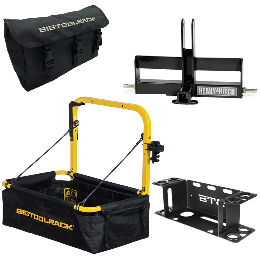 YardRack® Heavy Hitch Combo Offer - Category 1, 3 PT Hitch Receiver Drawbar- Suitcase Weight Bracket, GearBag & 5N1